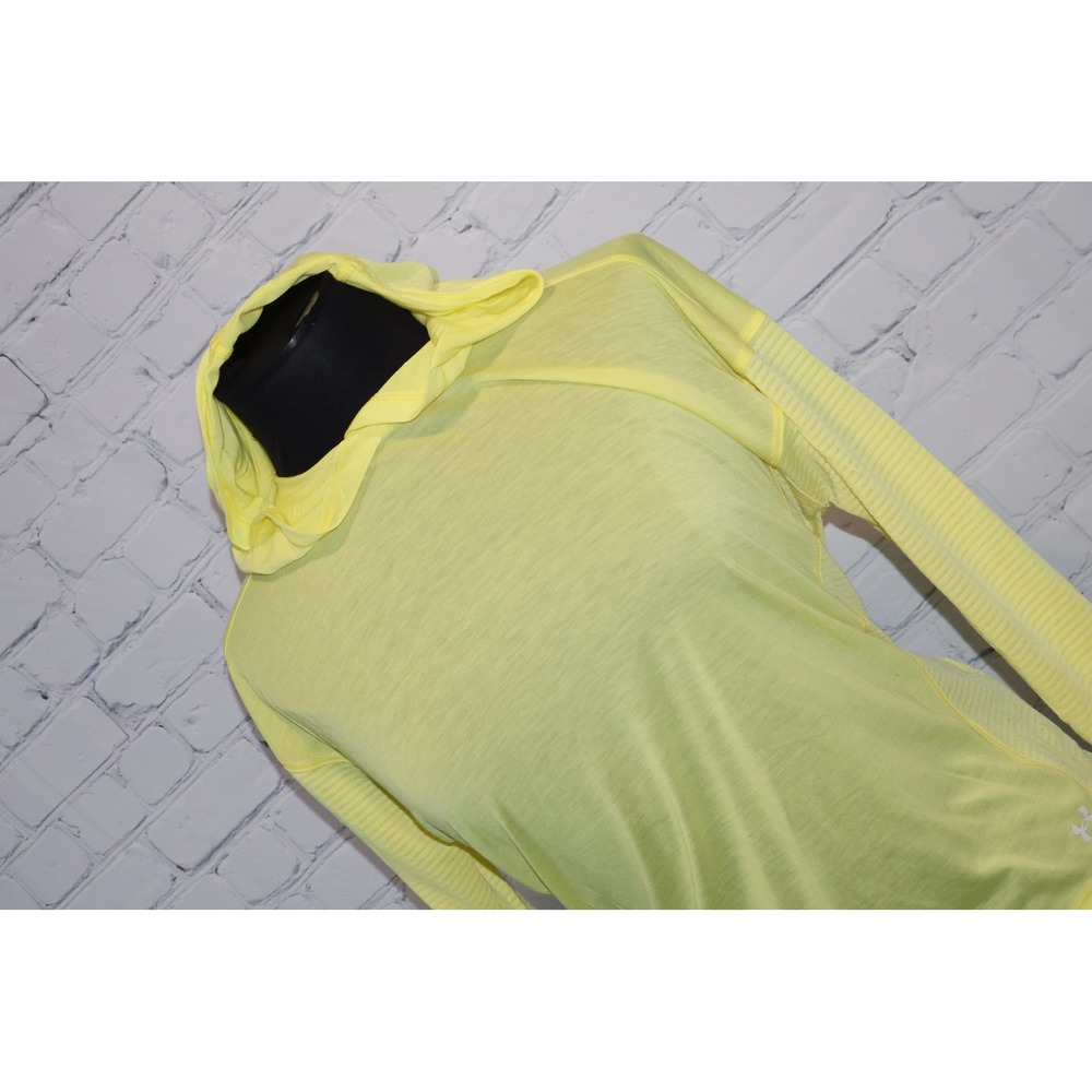 Under Armour Hoodie Gym Shirt Womens Small Yellow HeatGear Threadborne Pullover